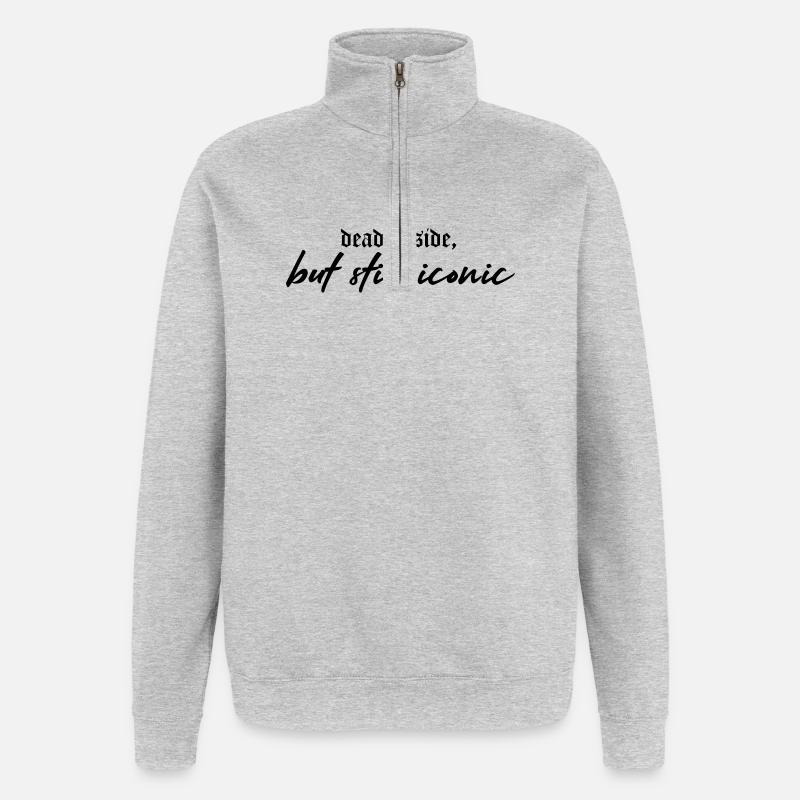 Dead Inside, Still Iconic – Dark & Stylish - Quarter-Zip Sweatshirt - heather grey