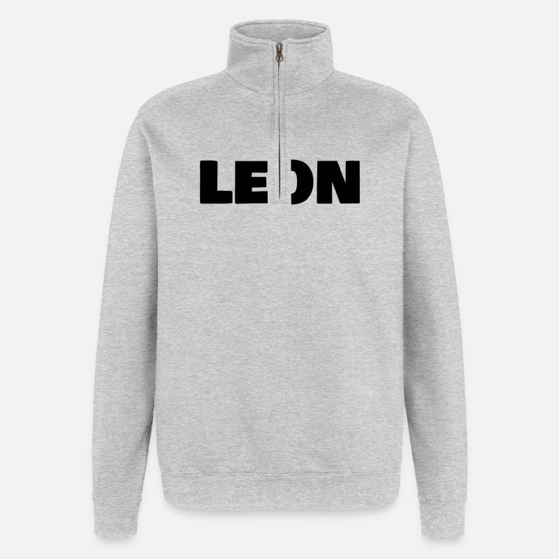 Léon - Sweat à zip 1/4 - gris chiné