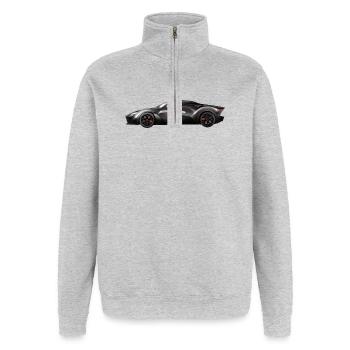 Glossy black supercar design - Quarter-Zip Sweatshirt - heather grey - Front - AI Model Female 172 light (172cm) & AI Model Male 178 dark (178cm)