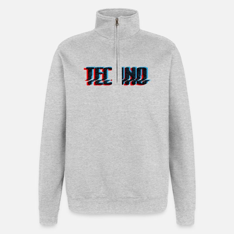 Techno Blue Neon Overprint Typography - Quarter-Zip Sweatshirt - heather grey