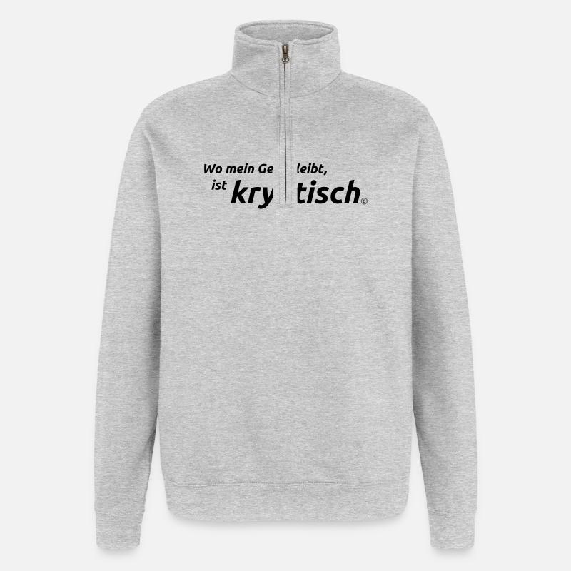 crypto - Sweat à zip 1/4 - gris chiné