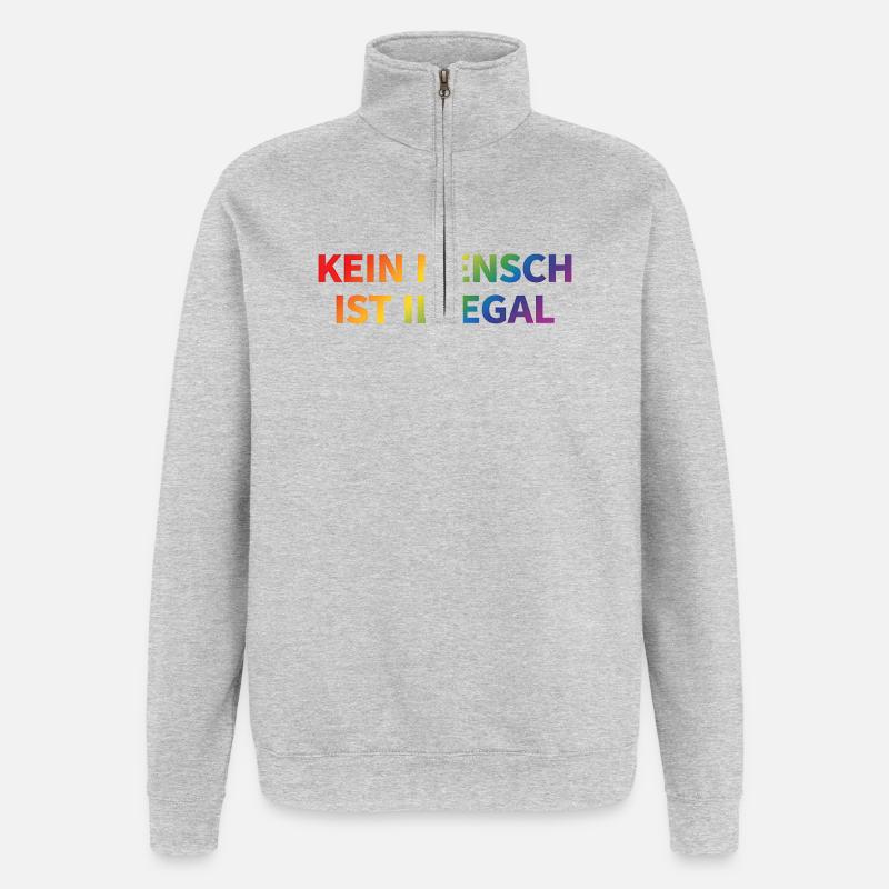 No One Is Illegal Rainbow - Quarter-Zip Sweatshirt - heather grey