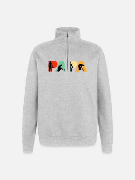 Papa Gardener Landscaping Dad Green Thumb - Quarter-Zip Sweatshirt - heather grey