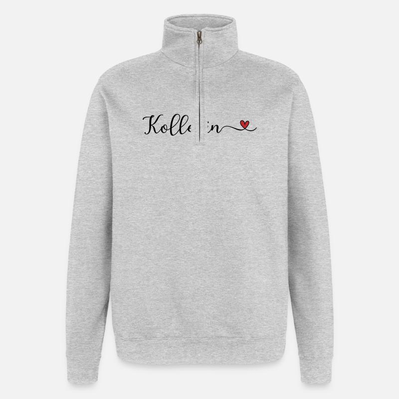 Kollegin mit Herz - Quarter-Zip-Sweatshirt - Grau meliert