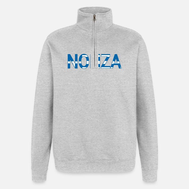 Nonza Grèce Texte - Sweat à zip 1/4 - gris chiné