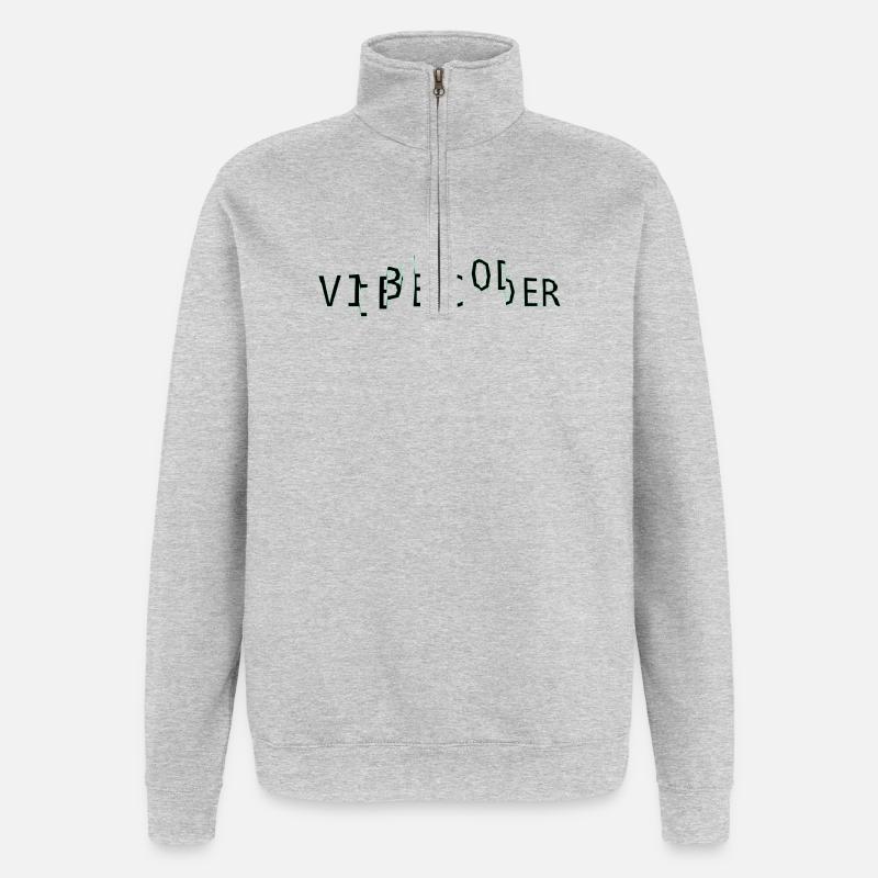 vibecoder_mono bug - Sweat à zip 1/4 - gris chiné