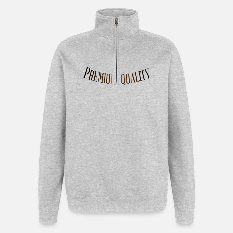 Premium Quality - Quarter-Zip-Sweatshirt - Grau meliert