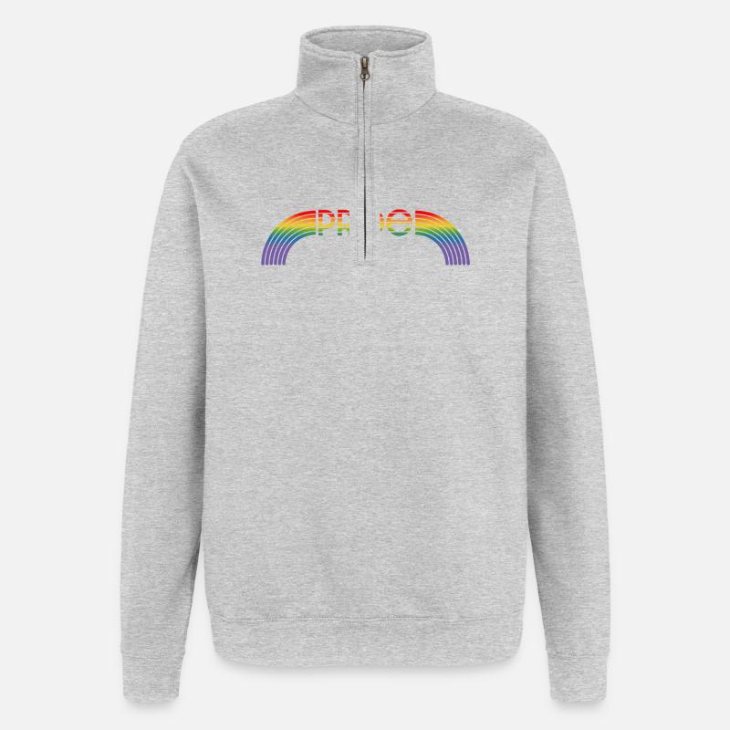 LGBT lgbtqi queer Pride Month arc-en-ciel - Sweat à zip 1/4 - gris chiné