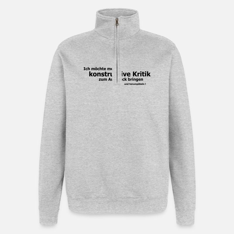 Poebling - Sweat à zip 1/4 - gris chiné