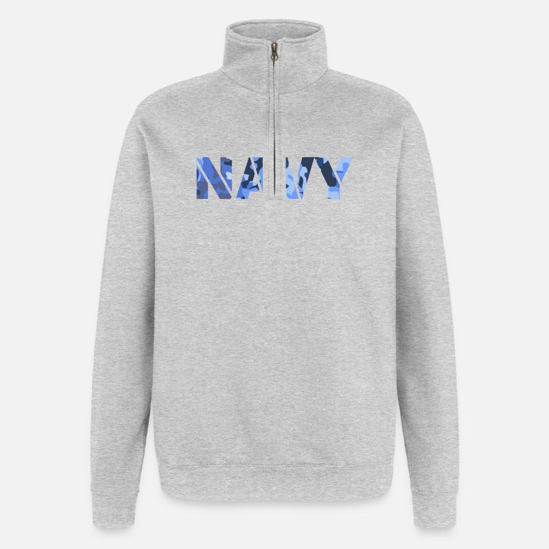NAVY camouflage pattern - Quarter-Zip Sweatshirt - heather grey