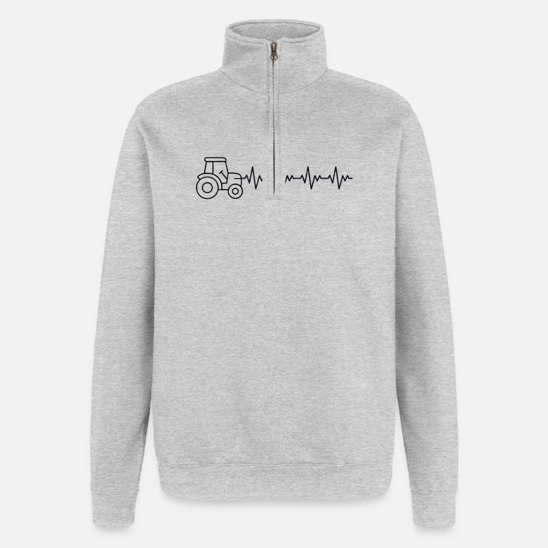 Tractor Bauer ECG Heartbeat - Quarter-Zip Sweatshirt - heather grey