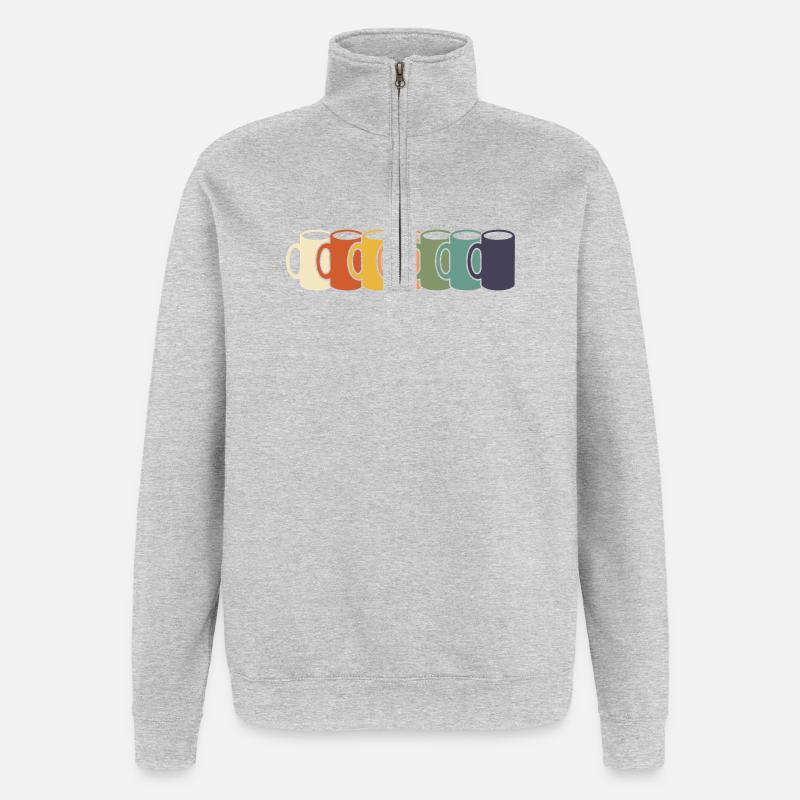 Rangée des tasses arc-en-ciel - Sweat à zip 1/4 - gris chiné