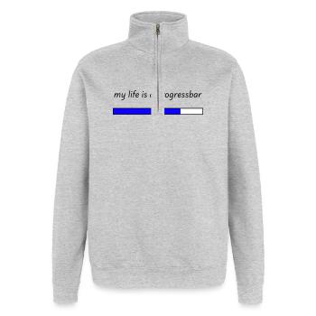 my life is a progressbar - Quarter-Zip-Sweatshirt - Grau meliert - Vorne - AI Model Female 172 light (172cm) & AI Model Male 178 dark (178cm)