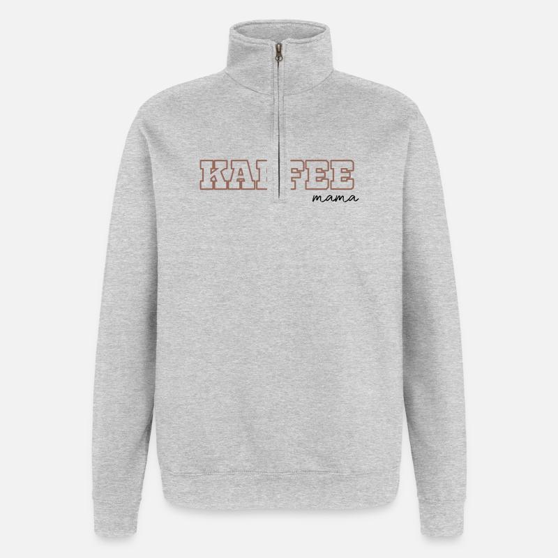Café Maman - Sweat à zip 1/4 - gris chiné