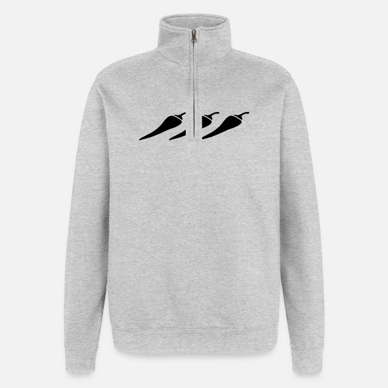 Chilischoten - Quarter-Zip-Sweatshirt - Grau meliert
