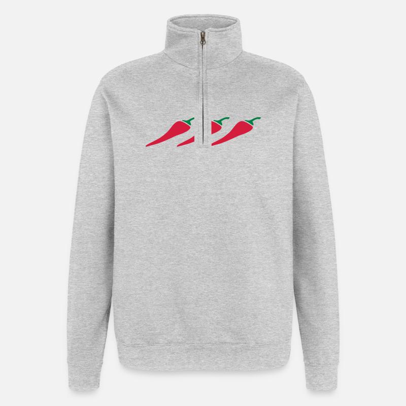Chilischoten - Quarter-Zip-Sweatshirt - Grau meliert