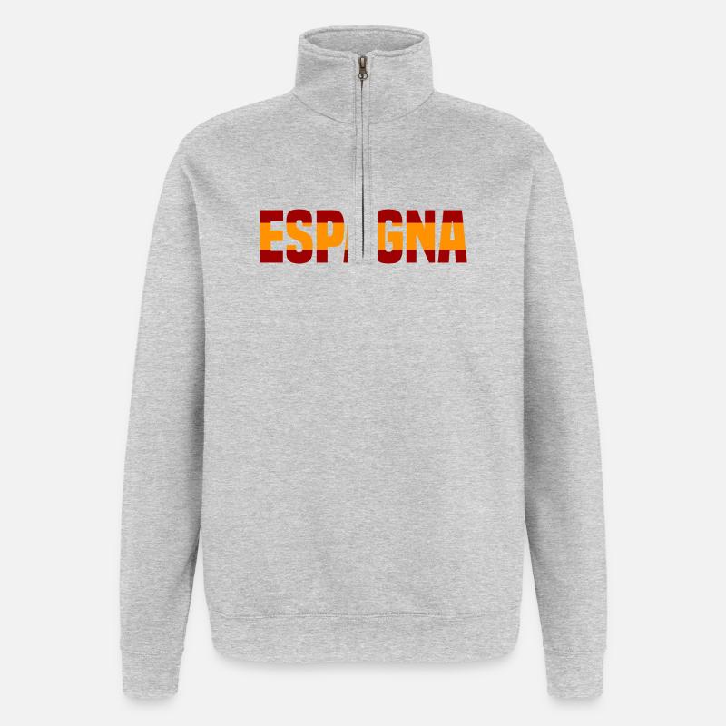 Espagna Contrasté - Sweat à zip 1/4 - gris chiné