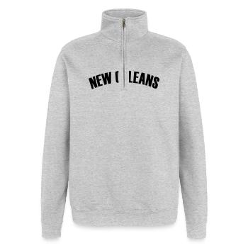 New Orleans Shirt - Quarter-Zip Sweatshirt - heather grey - Front - AI Model Female 172 light (172cm) & AI Model Male 178 dark (178cm)