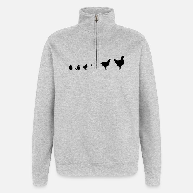 Instantané Famille de poussins, Poulet, Évolution, - Sweat à zip 1/4 - gris chiné
