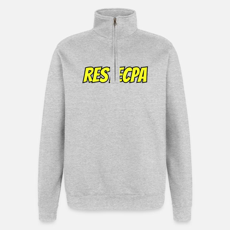 RESTECPA Straßenslangtypografie - Quarter-Zip-Sweatshirt - Grau meliert