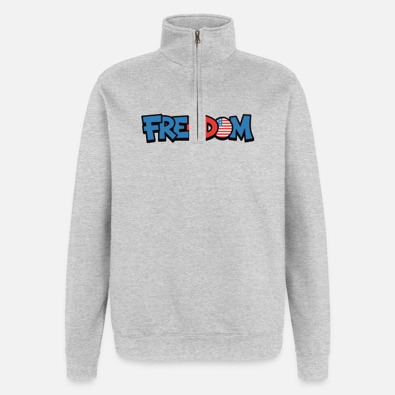 Freedom Typography Statement Design - Quarter-Zip Sweatshirt - heather grey