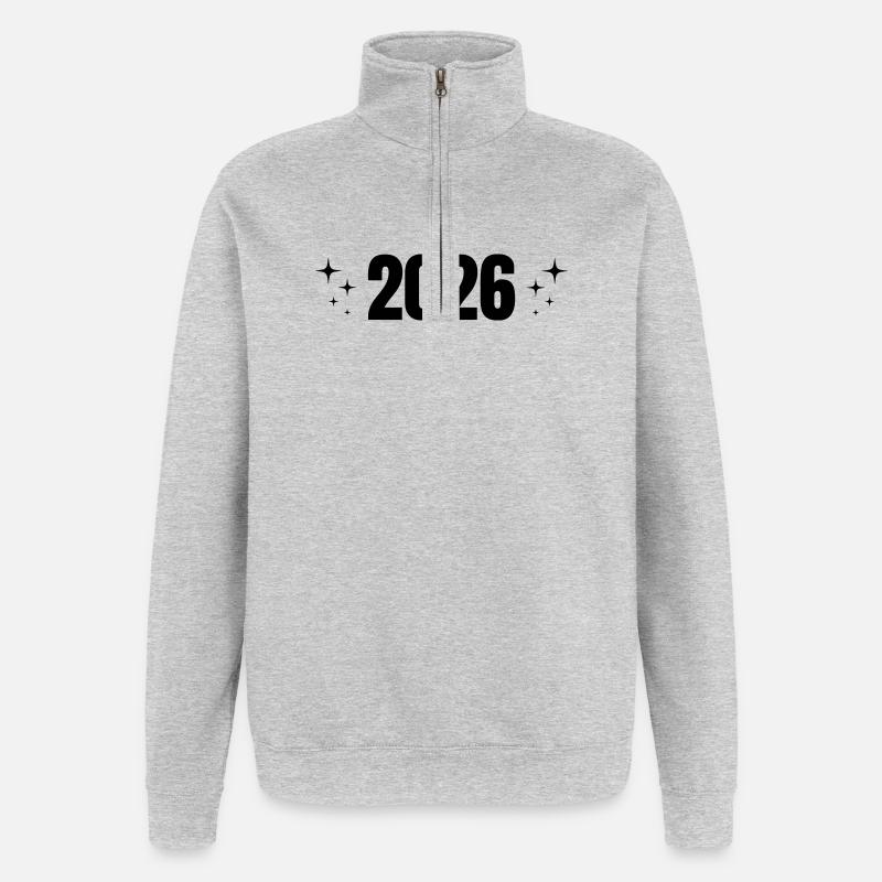 2026 - Année - Ligne - Nouvelle année - Sweat à zip 1/4 - gris chiné