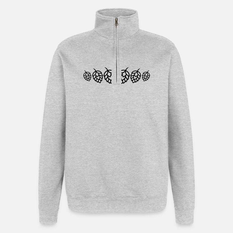 Symbole des bourgeons du houblon - Sweat à zip 1/4 - gris chiné