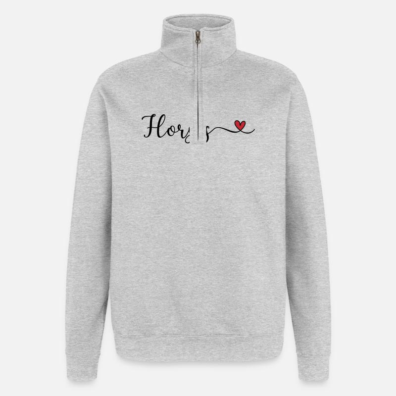 Pferde - Quarter-Zip-Sweatshirt - Grau meliert