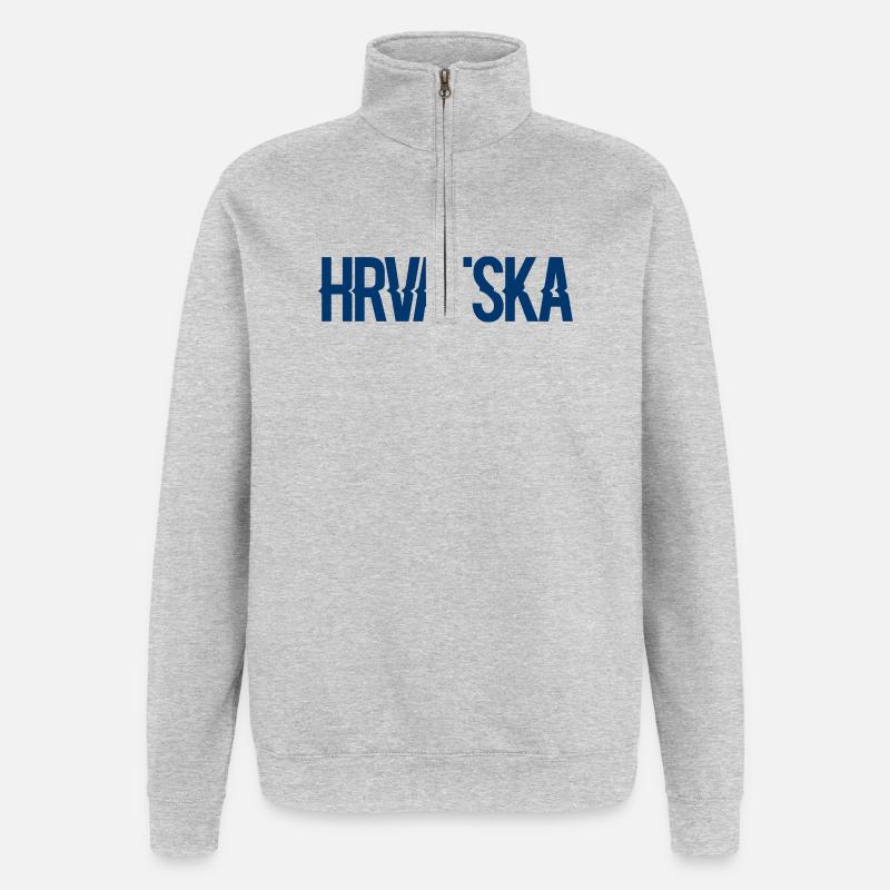 Kroatien Fan Geschenk - Quarter-Zip-Sweatshirt - Grau meliert