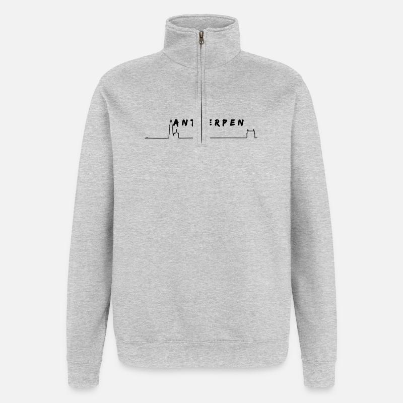 Antwerpener Skyline - Quarter-Zip-Sweatshirt - Grau meliert