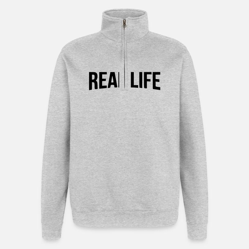 T-shirt parodique de streaming réel - Sweat à zip 1/4 - gris chiné