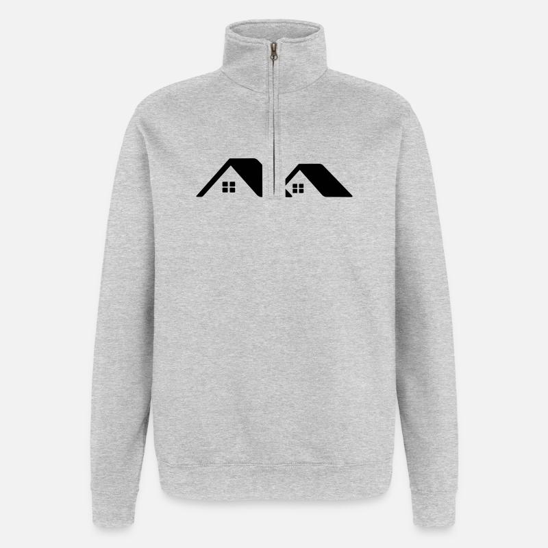 Ferienhäuser auf dem Dach - Quarter-Zip-Sweatshirt - Grau meliert