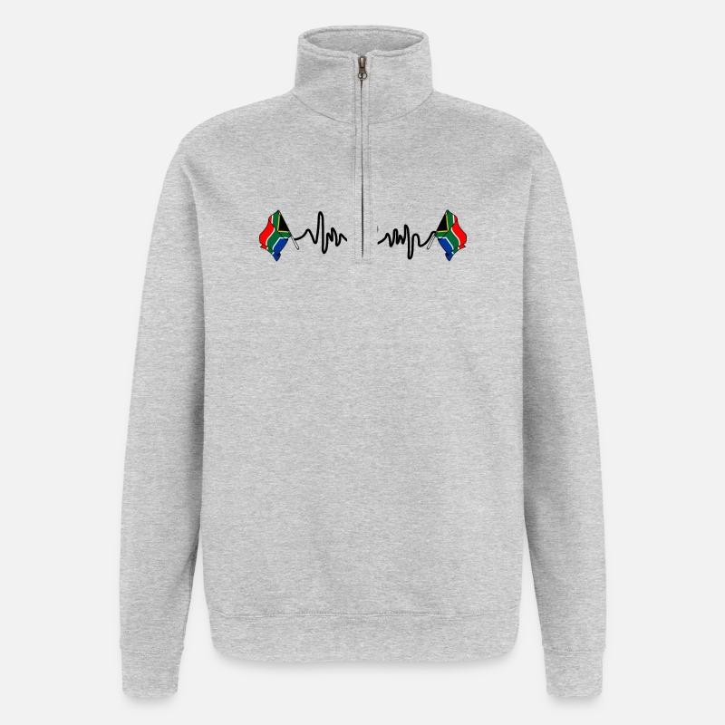 Herzfrequenz-Cardio für Südafrika - Quarter-Zip-Sweatshirt - Grau meliert