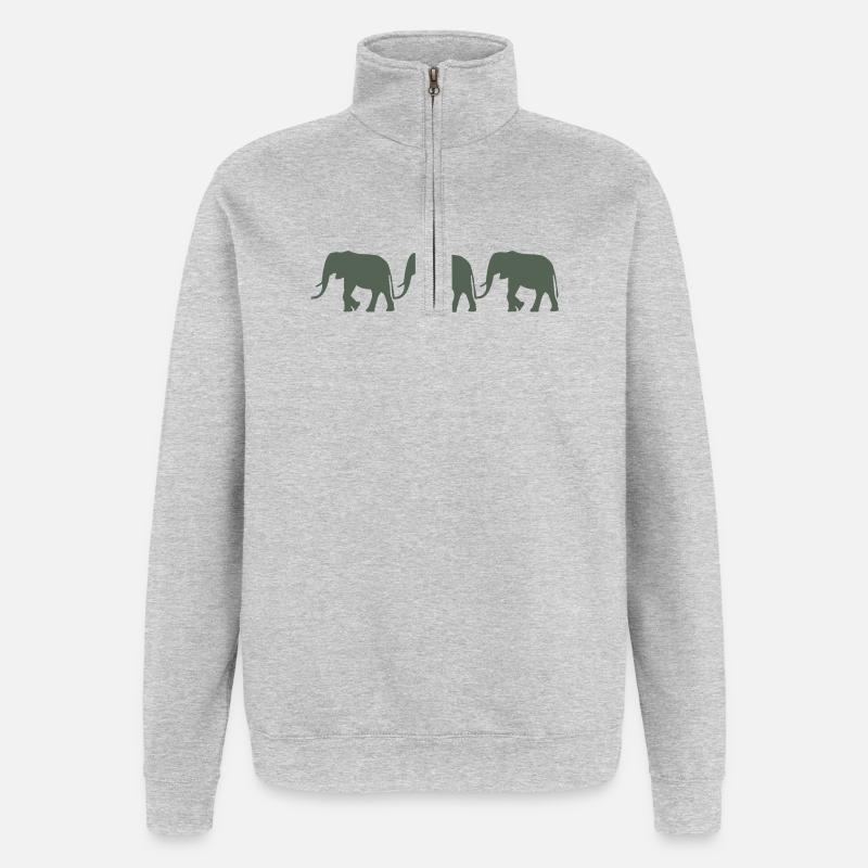 Elephants - Quarter-Zip Sweatshirt - heather grey