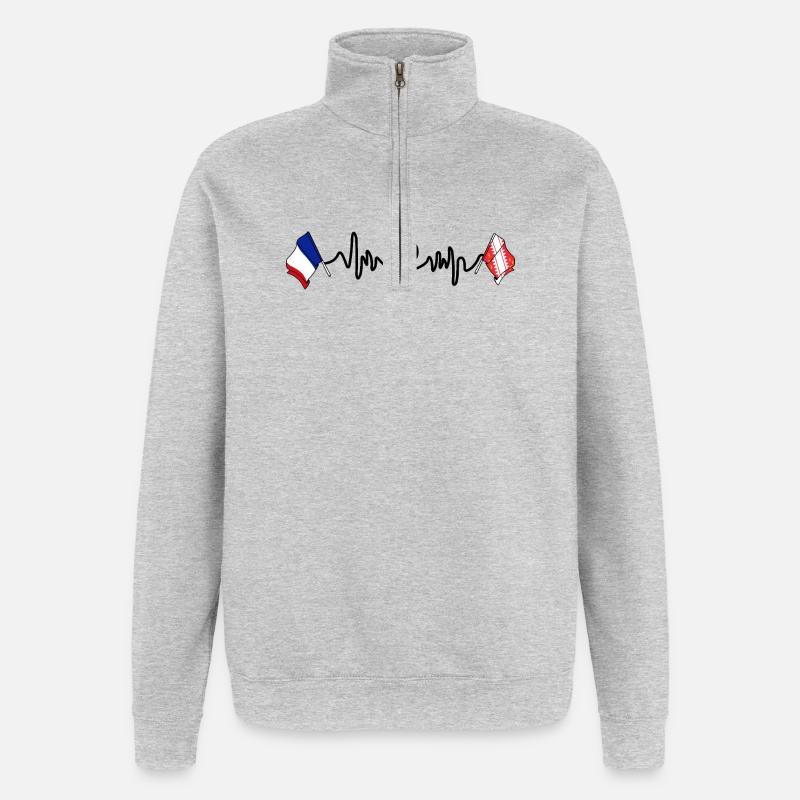 Herzfrequenz von Elsass, Frankreich - Quarter-Zip-Sweatshirt - Grau meliert
