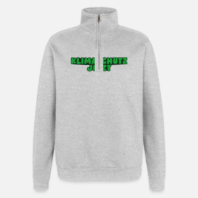 Klimaschutz jetzt - Quarter-Zip-Sweatshirt - Grau meliert
