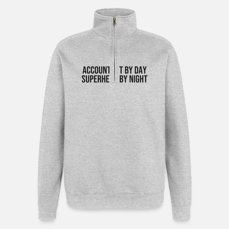 Jour des comptables, Nuit des super-héros - Sweat à zip 1/4 - gris chiné
