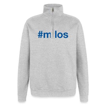 MILOS Greece Griechenland Hashtag - Quarter-Zip-Sweatshirt - Grau meliert - Vorne - AI Model Female 172 light (172cm) & AI Model Male 178 dark (178cm)
