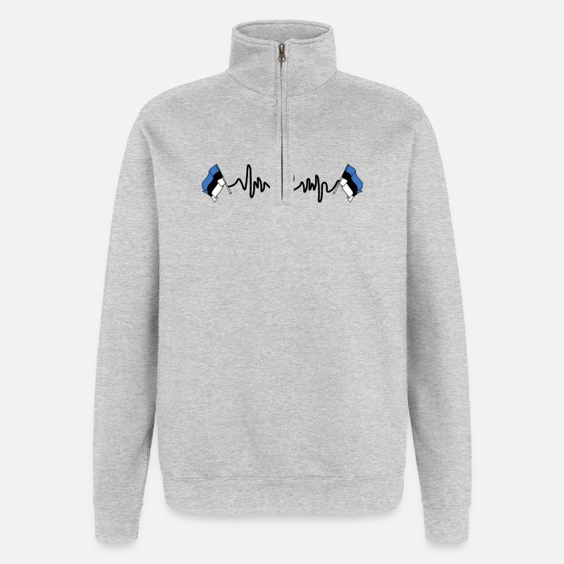 Herzfrequenz-Cardio für Estland - Quarter-Zip-Sweatshirt - Grau meliert