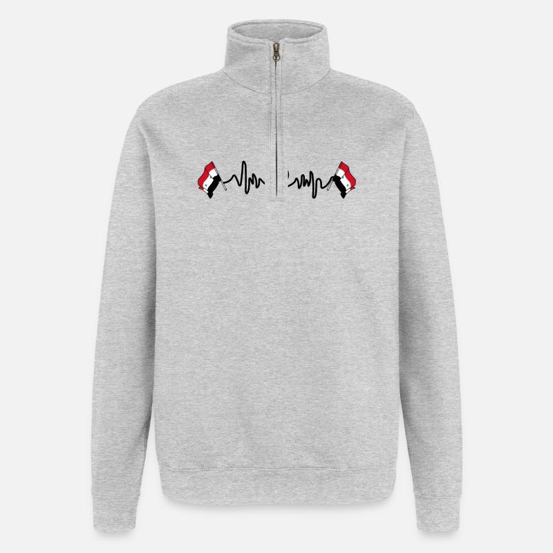 Herzfrequenz-Cardio für Syrien - Quarter-Zip-Sweatshirt - Grau meliert
