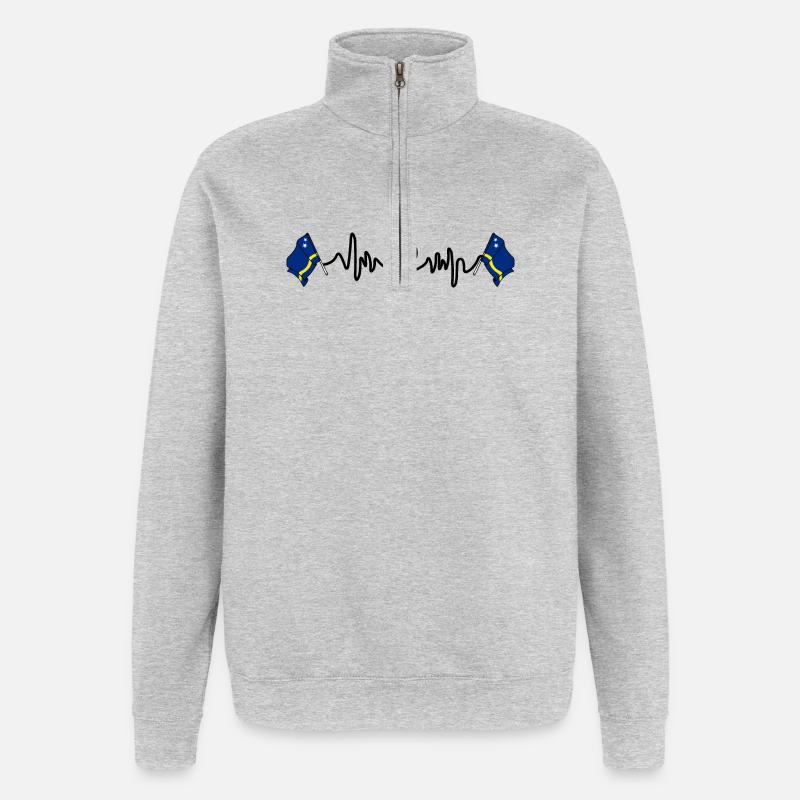 Herzfrequenz-Cardio für Curacao - Quarter-Zip-Sweatshirt - Grau meliert