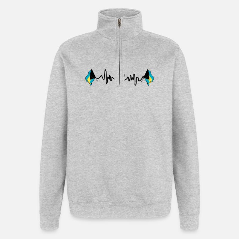 Herzfrequenz-Cardio für Bahamas - Quarter-Zip-Sweatshirt - Grau meliert