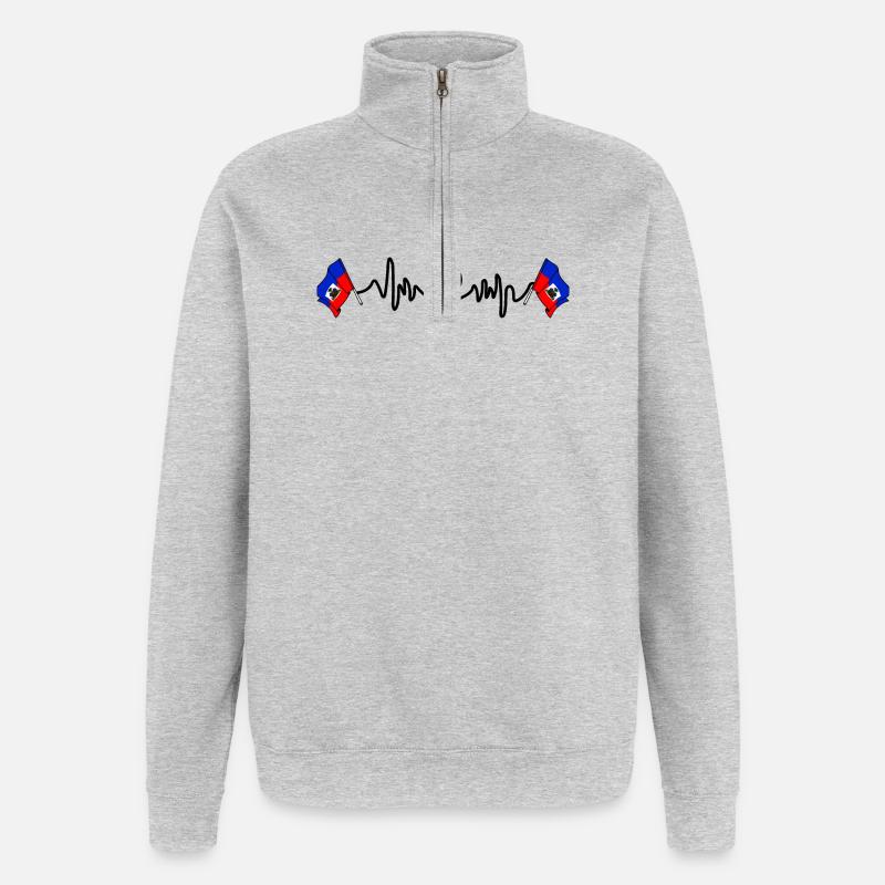 Herzfrequenz-Cardio für Haiti - Quarter-Zip-Sweatshirt - Grau meliert