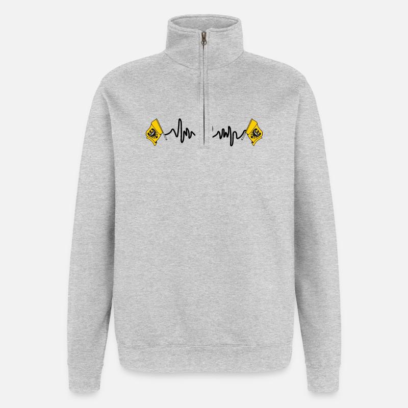 Herzfrequenz-Cardio für Niederschlesien - Quarter-Zip-Sweatshirt - Grau meliert