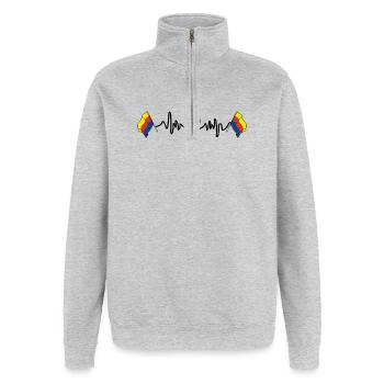 Cardio-fréquencemètre pour la province de Hollande-Septentrionale - Sweat à zip 1/4 - gris chiné - Devant - AI Model Female 172 light (172cm) & AI Model Male 178 dark (178cm)