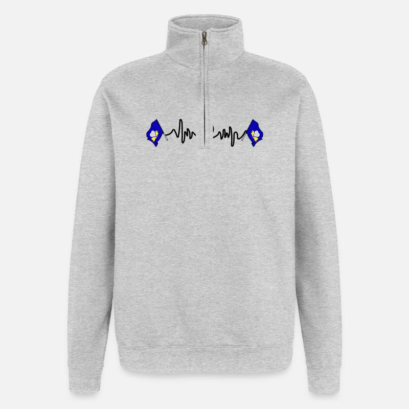 Fréquence cardiaque cardio Région de Bruxelles-Capitale - Sweat à zip 1/4 - gris chiné