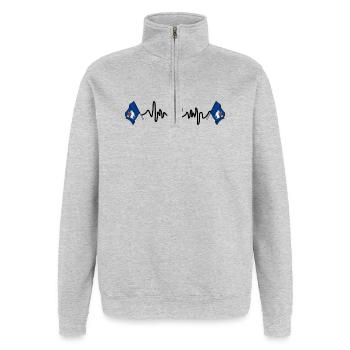 Gotland, Schweden – Liebe zur Insel - Quarter-Zip-Sweatshirt - Grau meliert - Vorne - AI Model Female 172 light (172cm) & AI Model Male 178 dark (178cm)