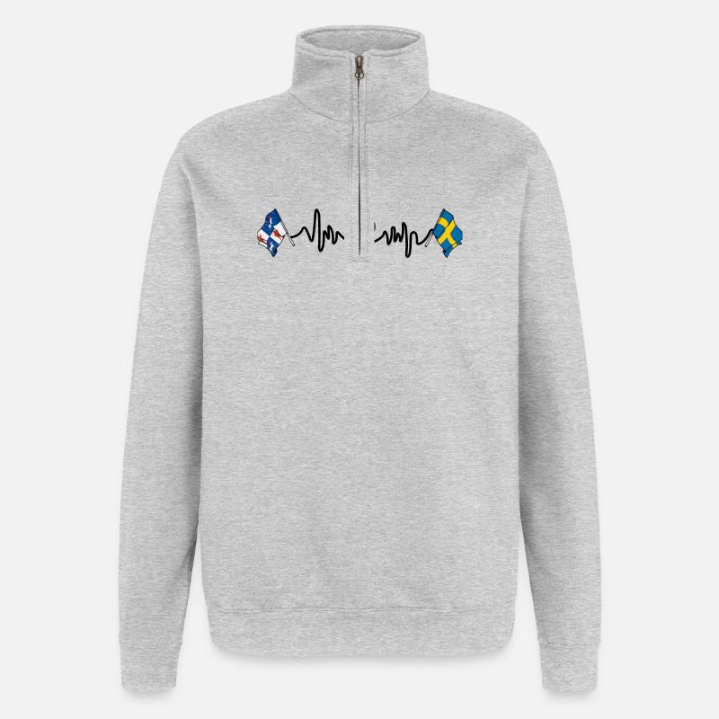Herzfrequenz-Hotline Norrbotten & Schweden - Quarter-Zip-Sweatshirt - Grau meliert