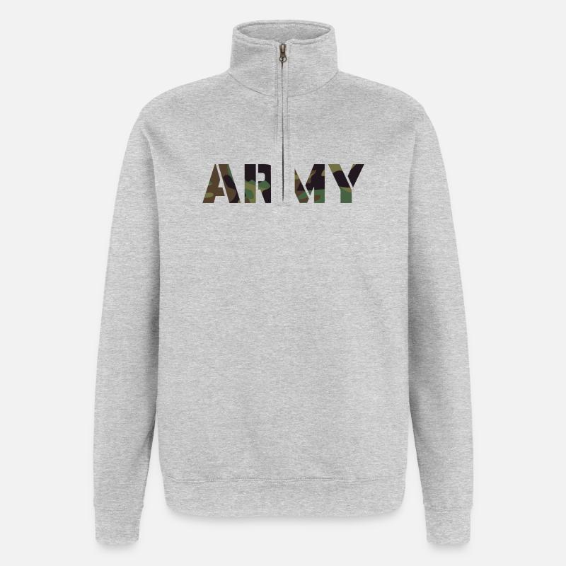 ARMY Text UK Camouflage Pattern - Quarter-Zip Sweatshirt - heather grey