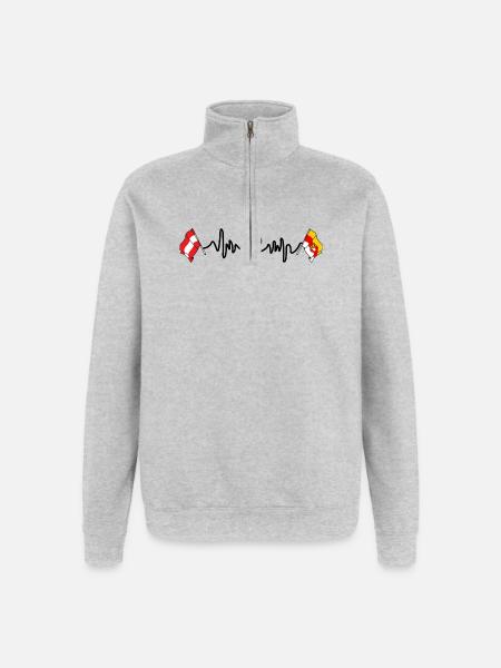 Kärnten Flags Heartbeat - Quarter-Zip Sweatshirt - heather grey